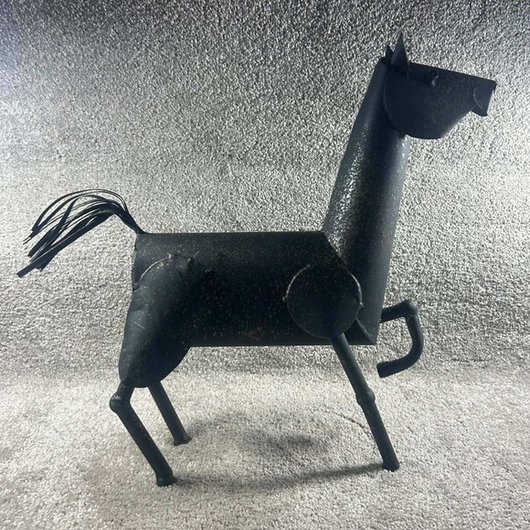 Other - Metal Horse Sculpture Black Rustic Folk Art Welded Pony Figurine Large